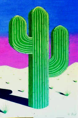 Cactus Scene - an original, fluorescent / black light painting