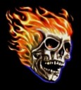 Flaming Skull design for black and purple T-shirts and sweatshirts